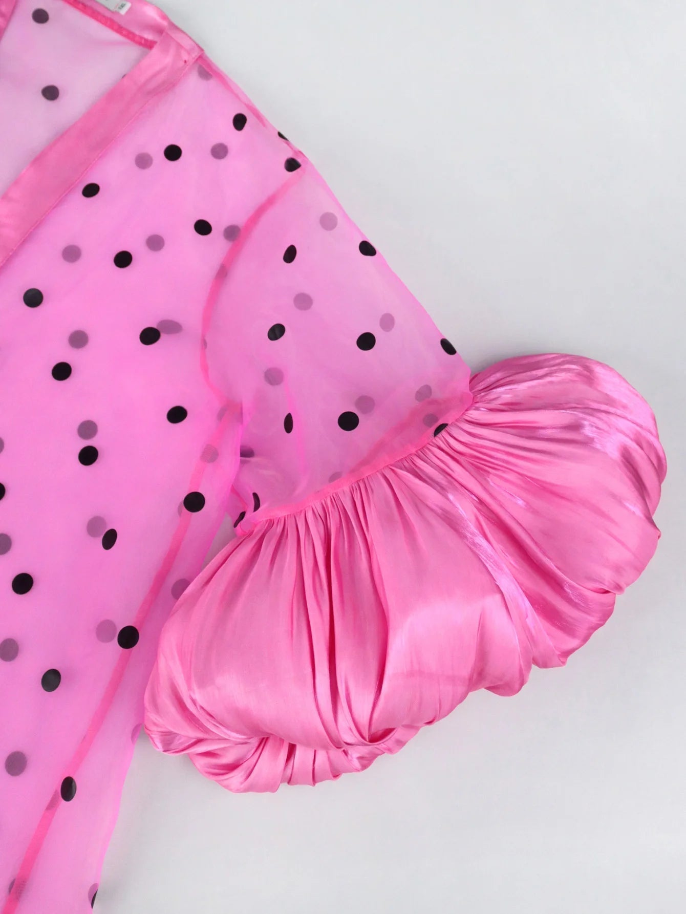 Dotted Mesh Puff Sleeves Coat