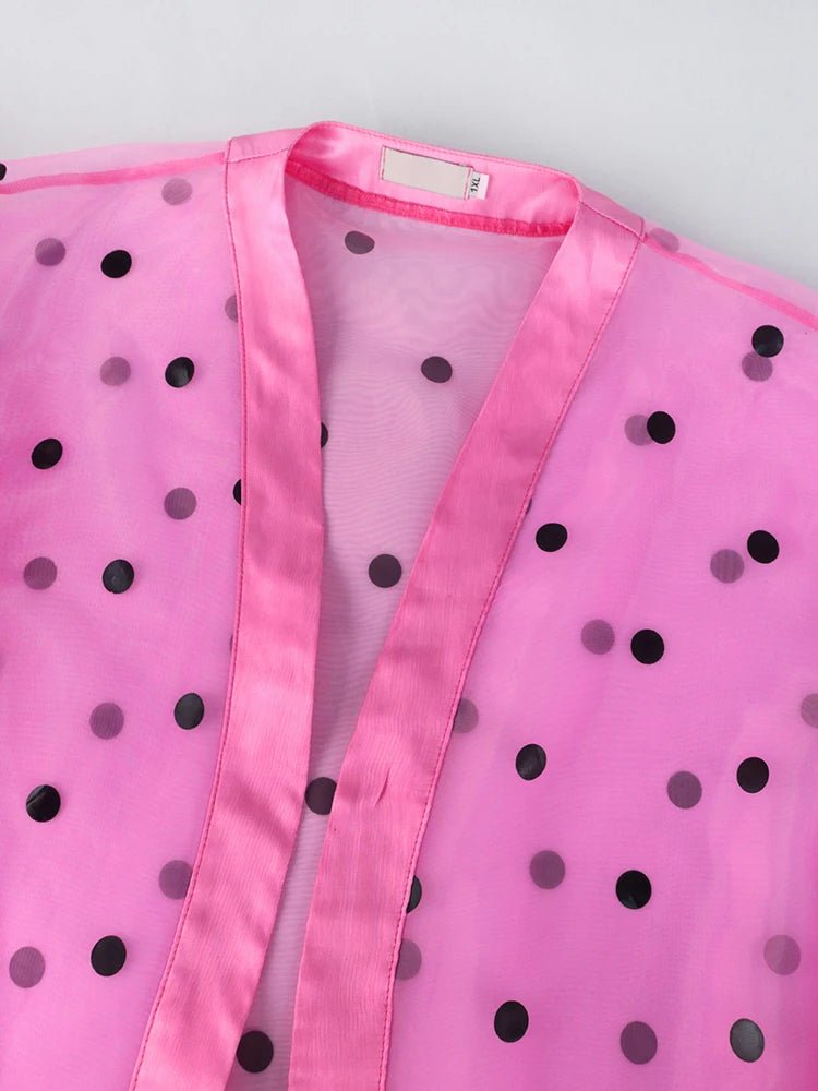Dotted Mesh Puff Sleeves Coat