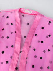 Dotted Mesh Puff Sleeves Coat