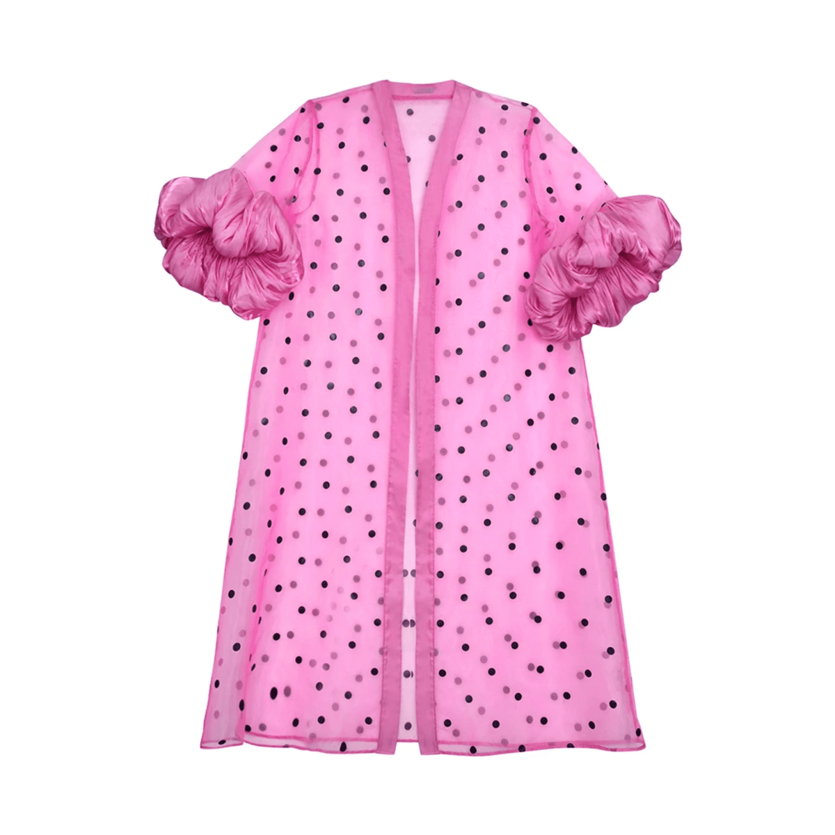 Dotted Mesh Puff Sleeves Coat