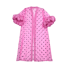 Dotted Mesh Puff Sleeves Coat