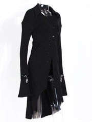 Double-Breasted Cut Out Ribbed Dress