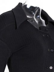 Double-Breasted Cut Out Ribbed Dress