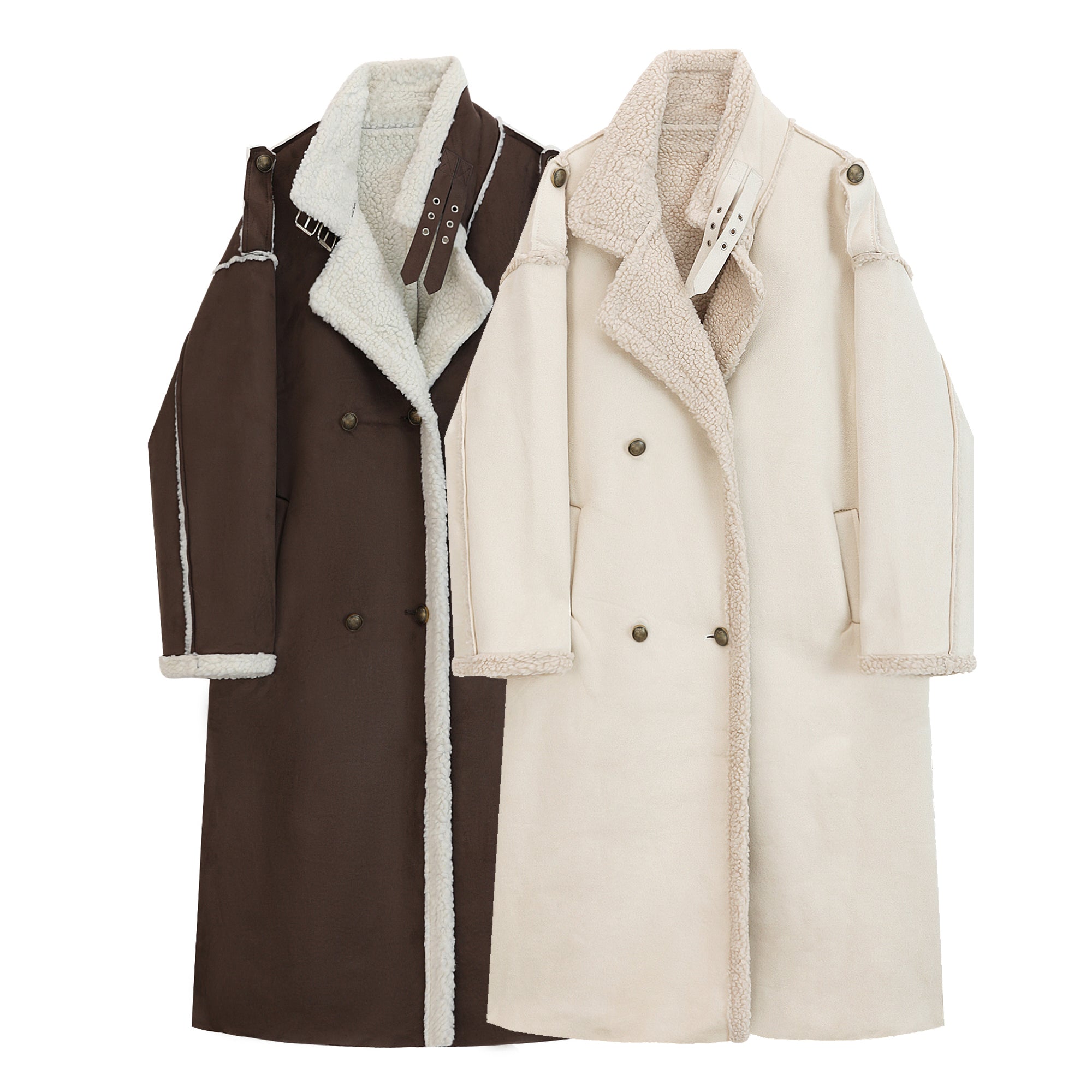 Double Breasted Faux Fur Coat