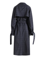 Double-Breasted Plaid Trench Coat