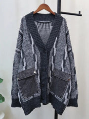 Double Denim Pockets Knit Sweater