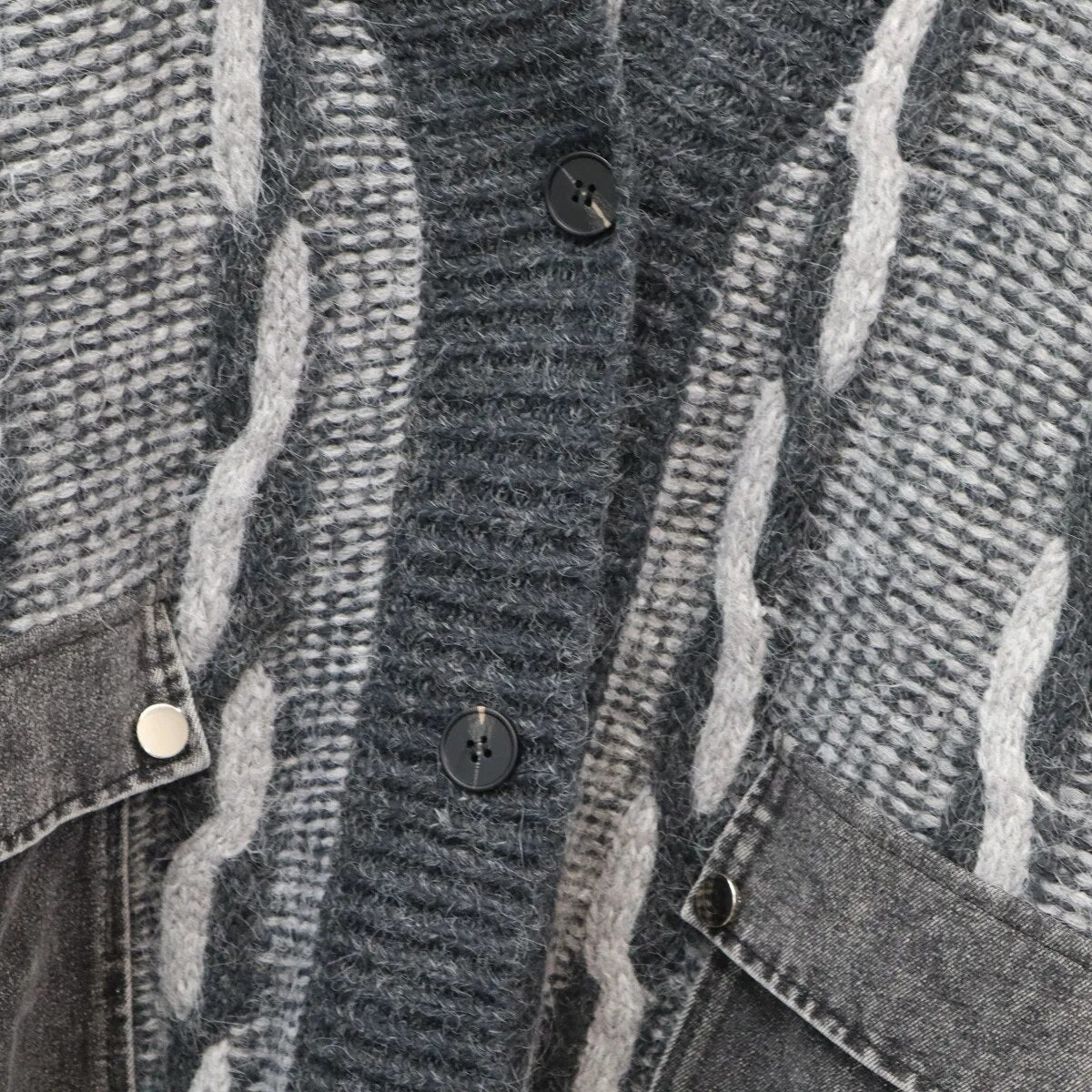 Double Denim Pockets Knit Sweater