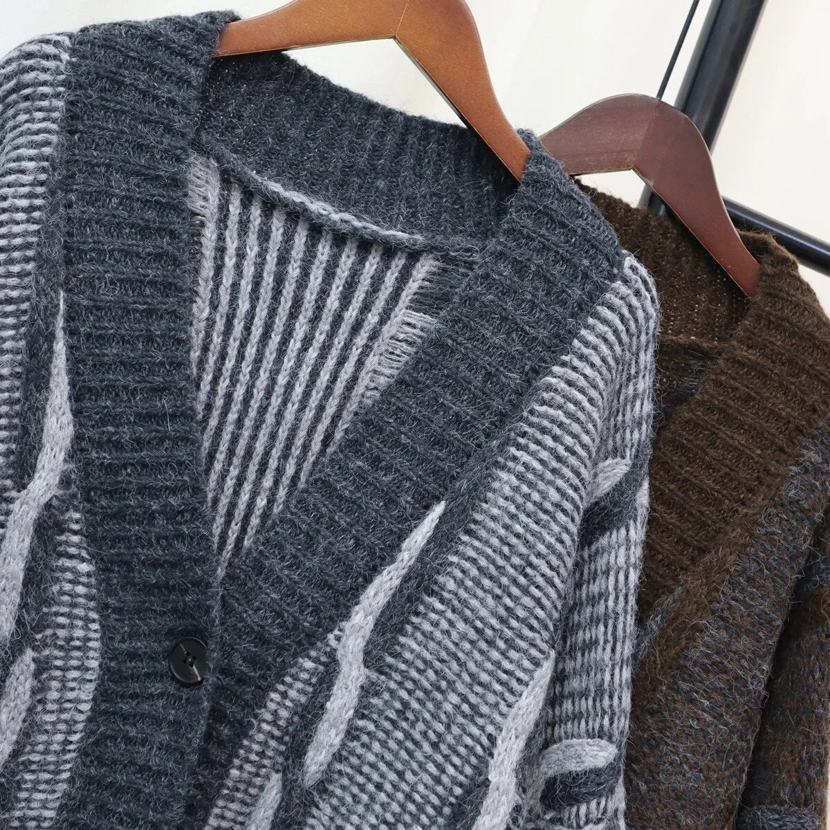Double Denim Pockets Knit Sweater