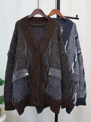 Double Denim Pockets Knit Sweater
