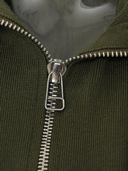 Double Front Pockets Army Green Jacket