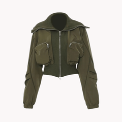 Double Front Pockets Army Green Jacket
