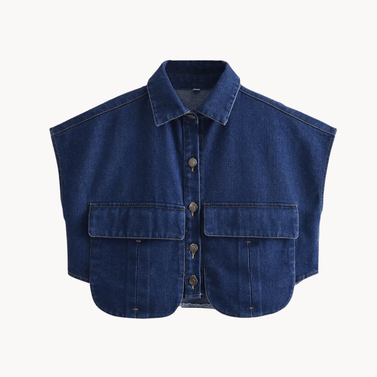 Double Pockets Cropped Denim Vest