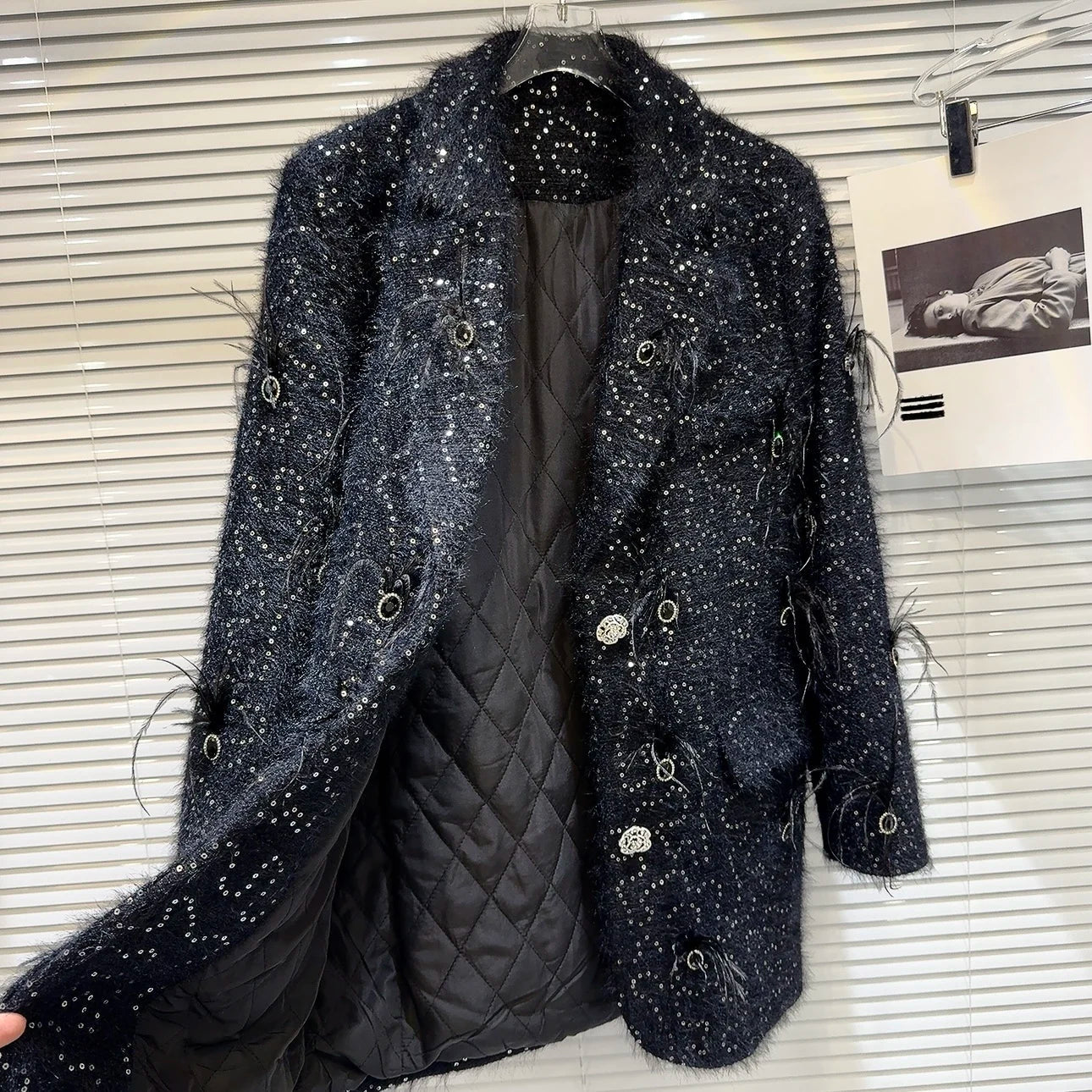 Downy Sequined Woolen Blazer