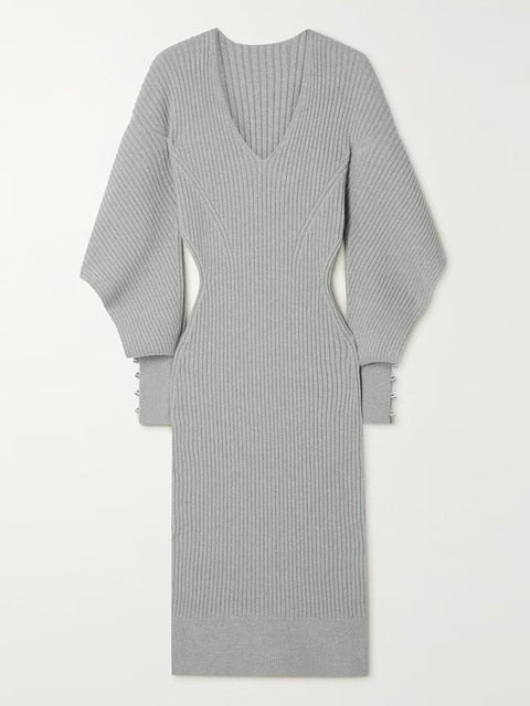 Dramatic Shoulder Knit Dress