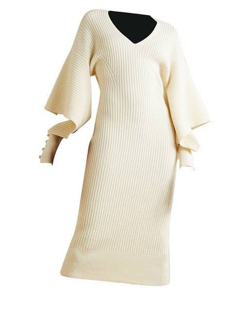 Dramatic Shoulder Knit Dress