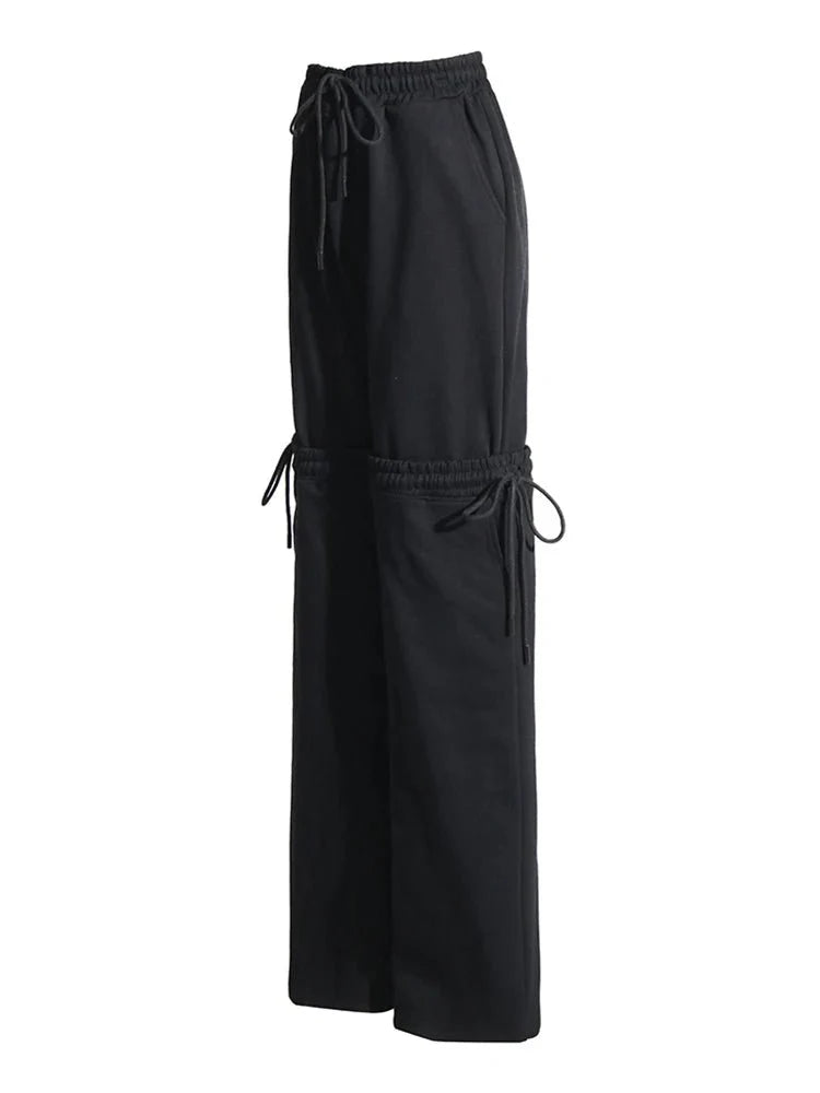 Drawstring Wide Leg Cotton Pants