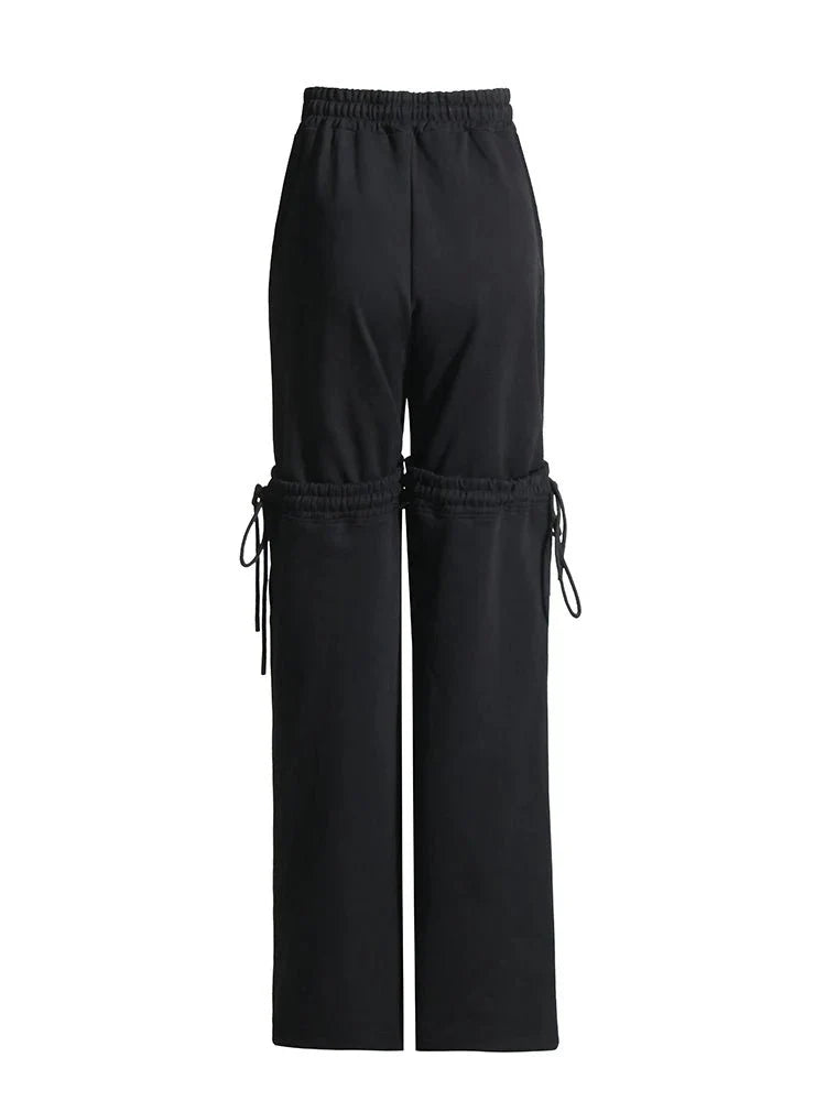 Drawstring Wide Leg Cotton Pants