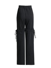 Drawstring Wide Leg Cotton Pants