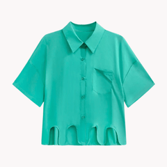 Drip Hem Short Sleeves Shirt