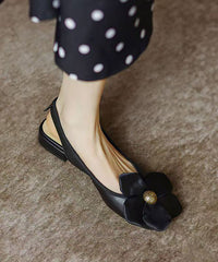 Classy Red Floral Cowhide Leather Soft Splicing Flats