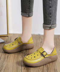 Green Cowhide Leather New Hollow Out Flat Shoes