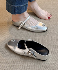 Boutique Splicing Wedge Black Faux Leather Slide Sandals Zircon