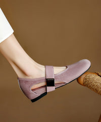 Brown Buckle Strap Splicing Suede Women Wedge Shoes