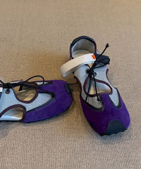 Fashion Purple Hollow Out Lace Up Splicing Flat Shoes For Women