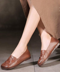 Chocolate Genuine Leather Casual Flat Feet Shoes Penny Loafers