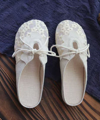 Casual Splicing Grey Lace Breathable Mesh Lace Up Slide Sandals