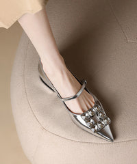 Black Flat Shoes For Women Buckle Strap Pointed Toe New