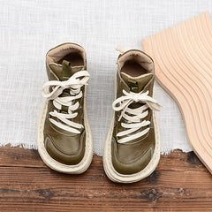 Women Autumn Leather Thick-Soled Retro Casual Boots
