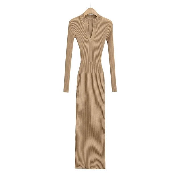 Earth Tones Bodycon Knit Dress