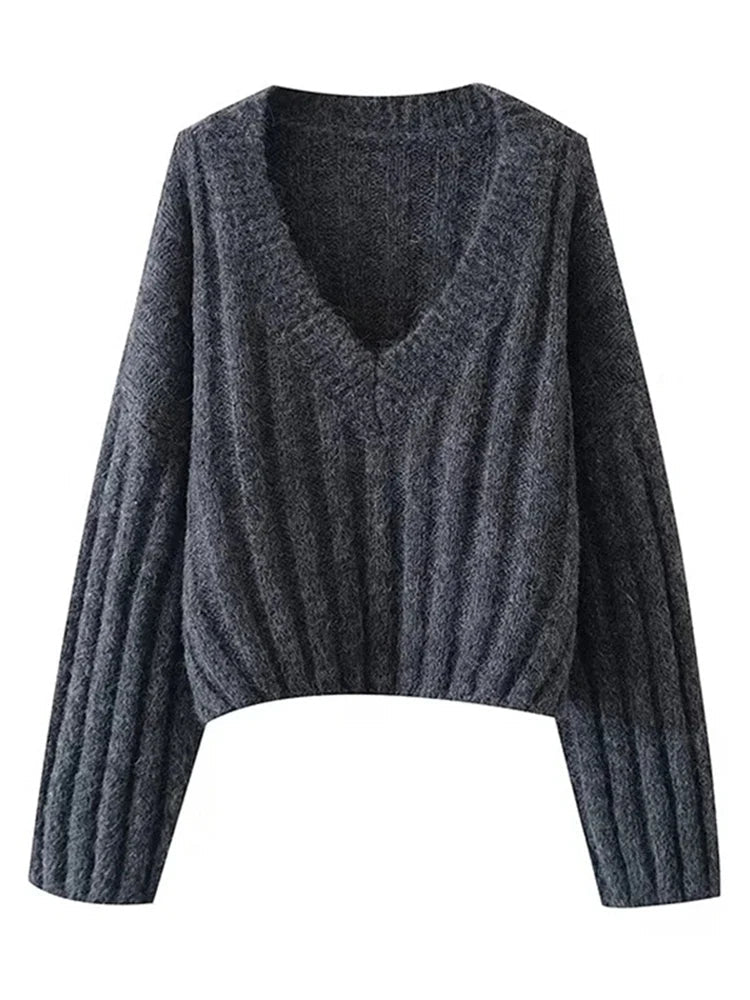 Earth Tones V-Neck Knit Sweater