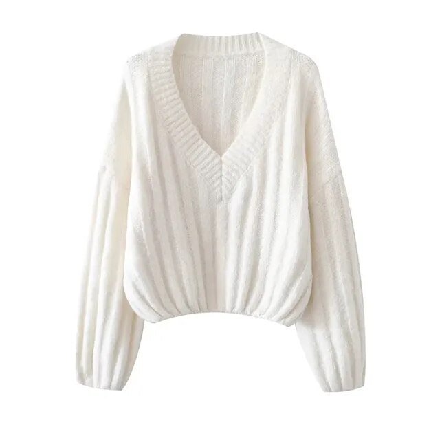 Earth Tones V-Neck Knit Sweater