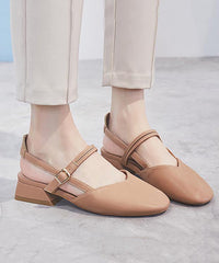 Boutique Splicing Chunky Sandals Beige Faux Leather