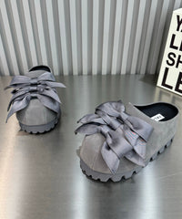 Fashion Yellow Bow Versatile Platform Bottom Slippers