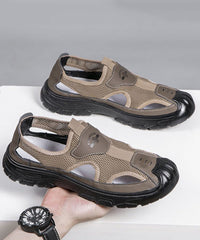 Coffee Breathable Mesh Splicing Men Water Sandals