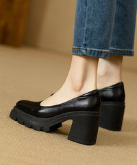 Boutique Black Splicing Comfortable Chunky Heel Shoes