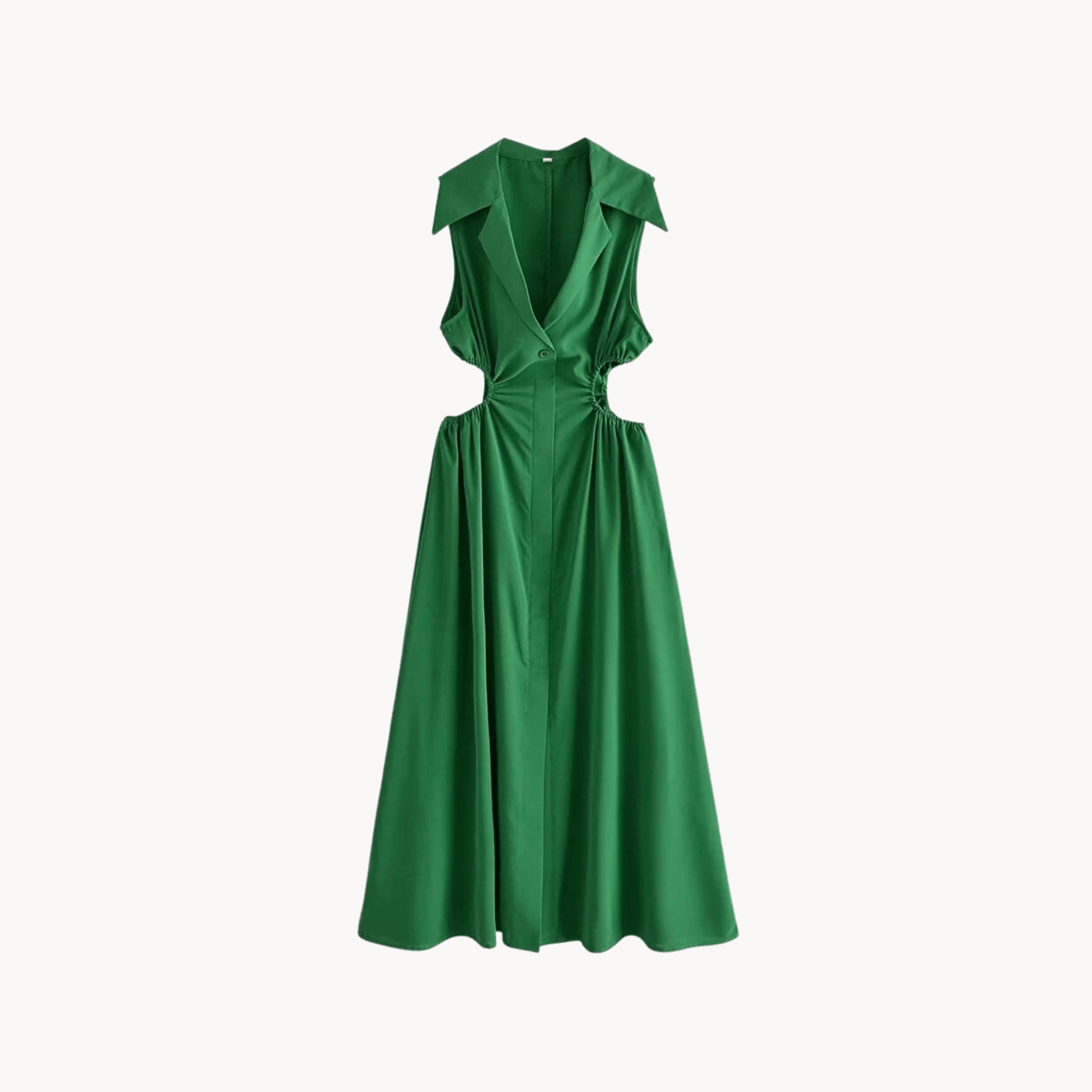 Elastic Waist Lapel Dress