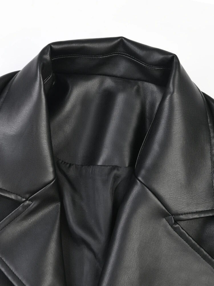 Elastic Waist Vegan Leather Jacket