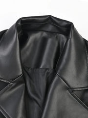 Elastic Waist Vegan Leather Jacket
