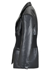 Elastic Waist Vegan Leather Jacket