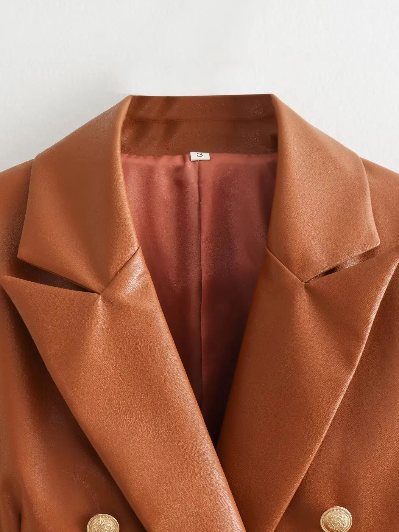 Emblem Buttons Vegan Leather Jacket
