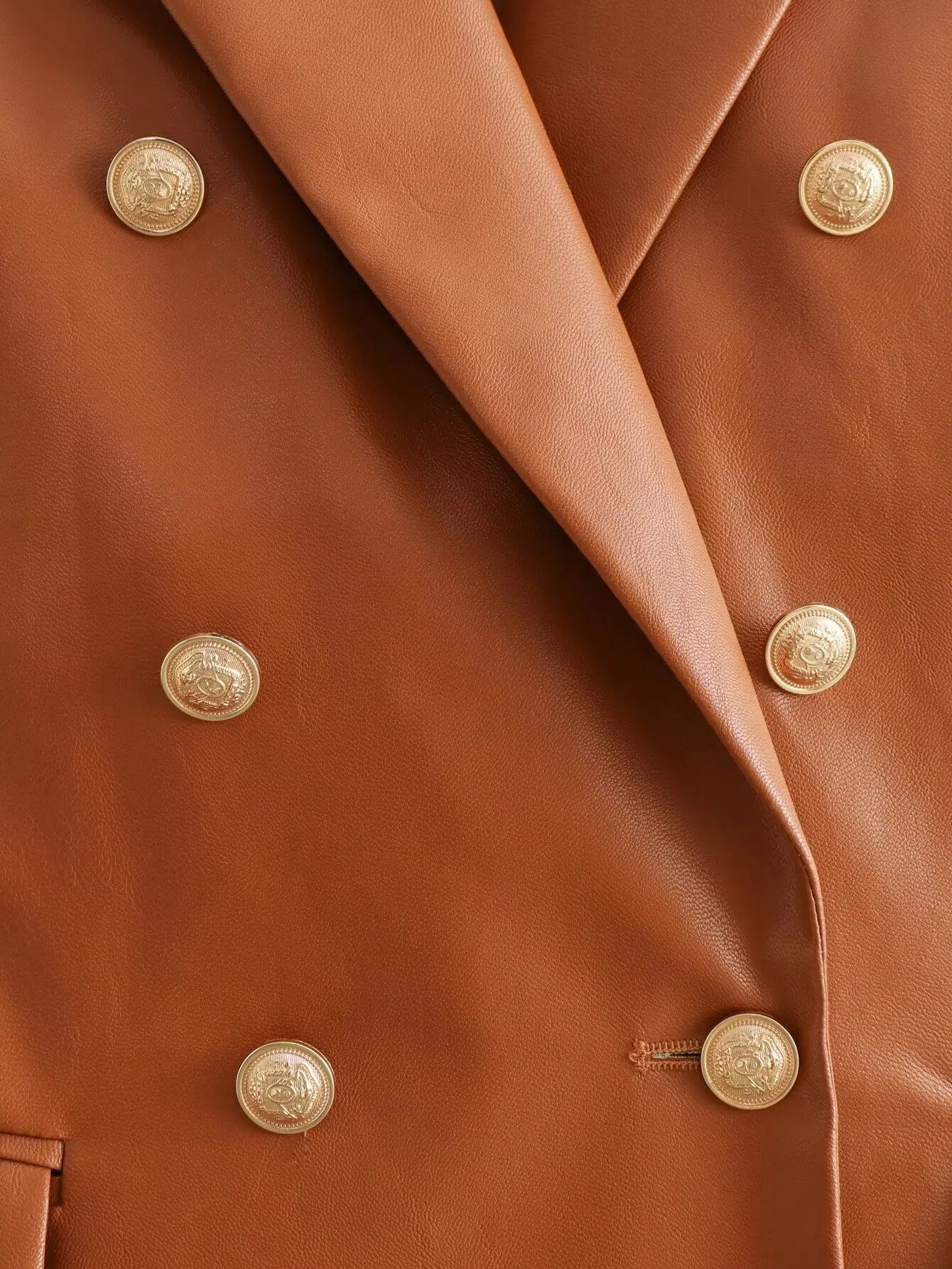 Emblem Buttons Vegan Leather Jacket