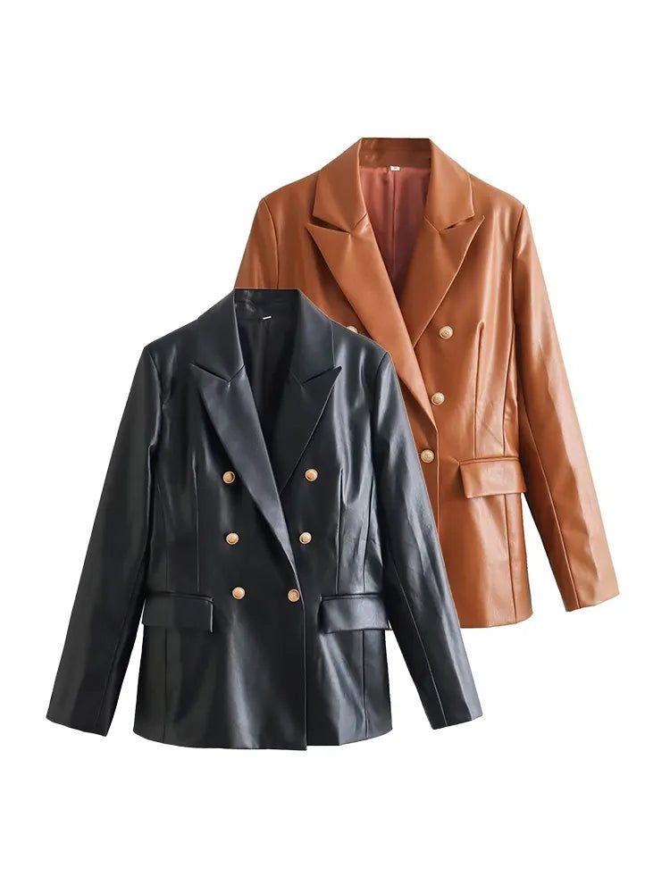 Emblem Buttons Vegan Leather Jacket