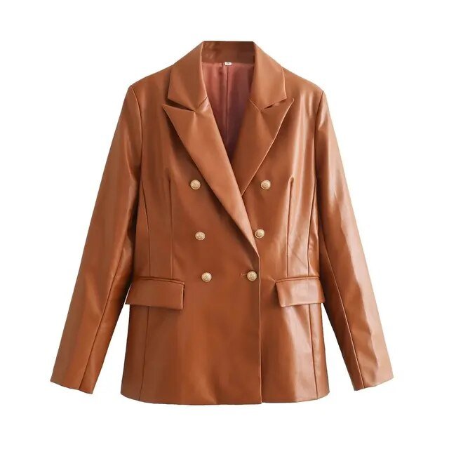 Emblem Buttons Vegan Leather Jacket