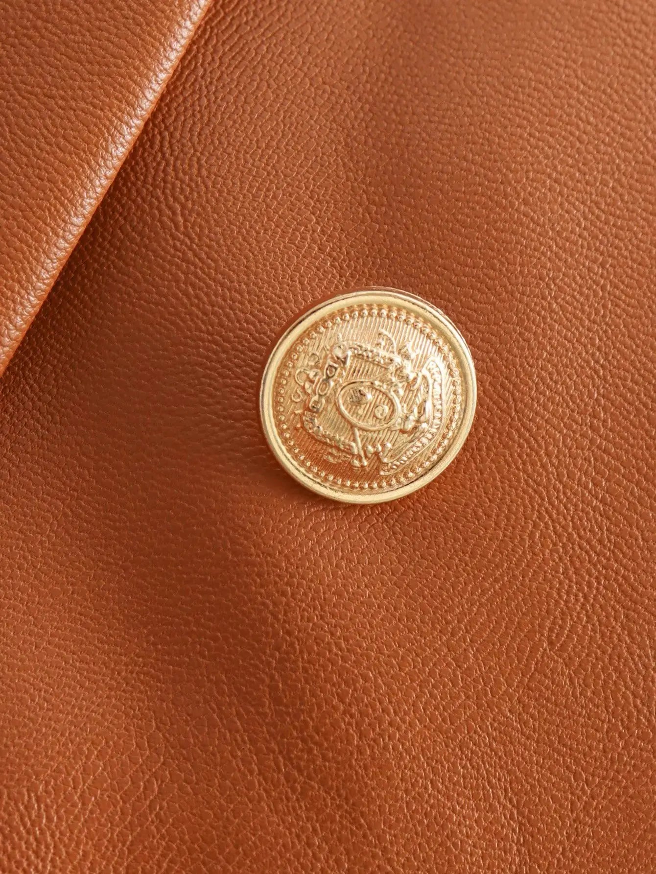 Emblem Buttons Vegan Leather Jacket