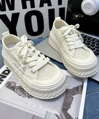 Comfy Splicing Platform Flat Shoes For Women Black Breathable Mesh