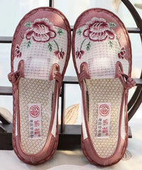 Women Embroidered Flat Feet Shoes Red Breathable Mesh